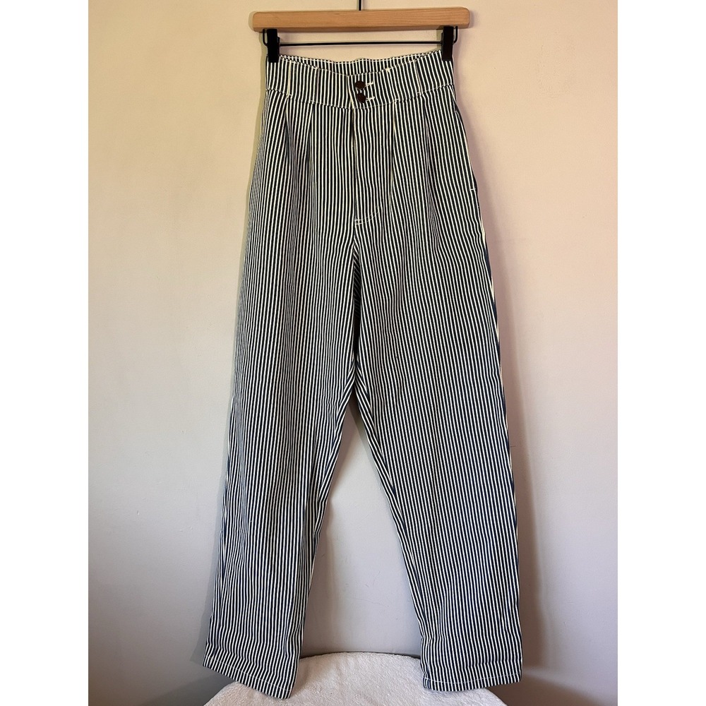 Womens Lucy & Yak Addison Jeans Balloon Tapered Leg Cotton Striped Pants W26 L32